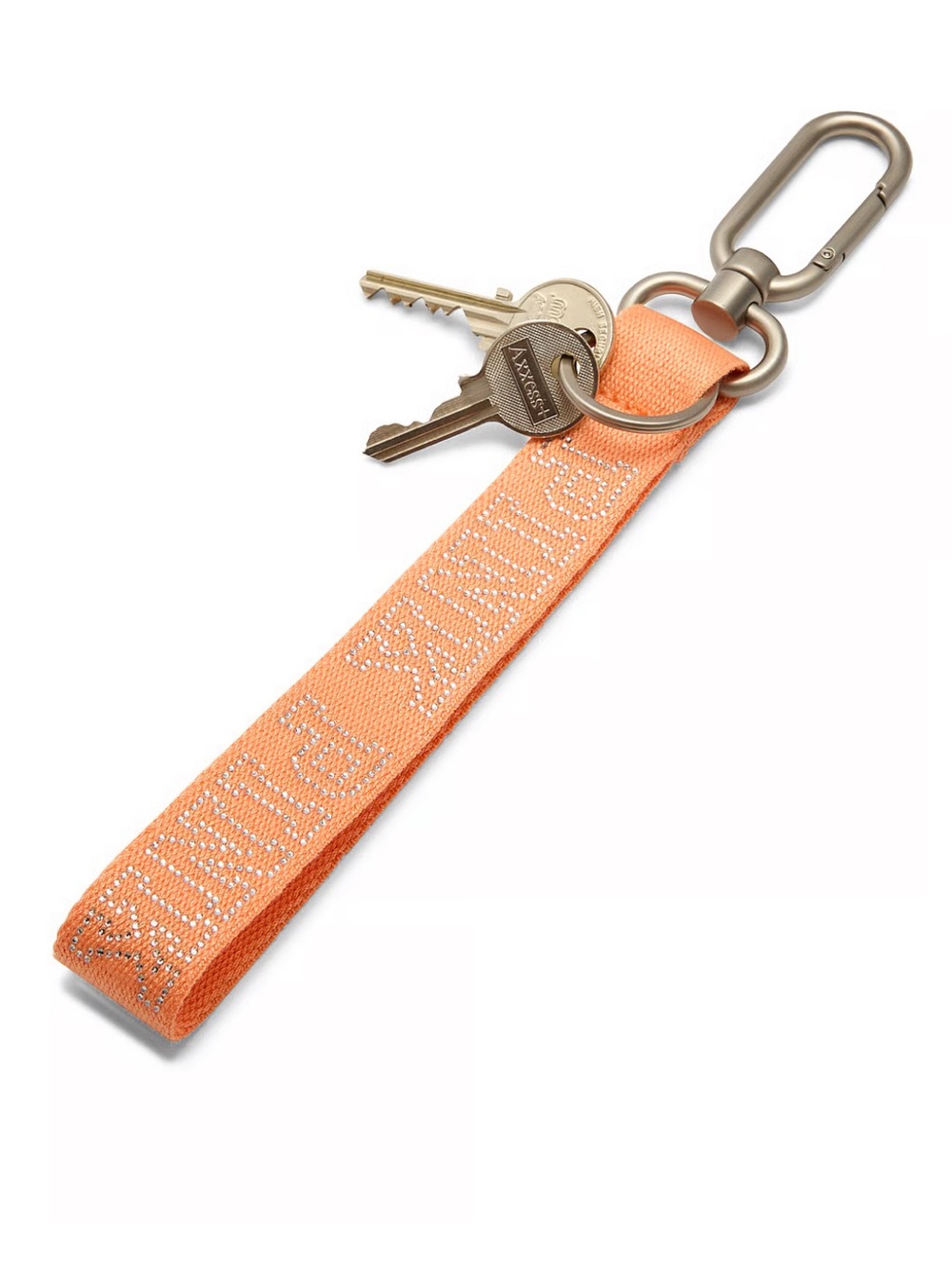 Pink Victoria’s Secret Deep Green Wristlet Strap Keychain Silver Hardware Bling - Picture 3 of 5